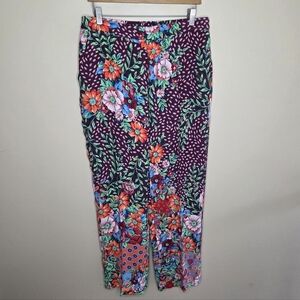 Chico's | Folk Art Colorful Floral Print Pull-On Waist Pants Size 1R or US 8